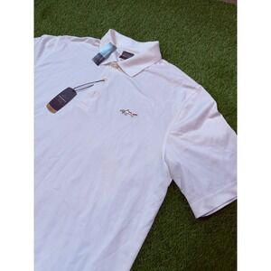 Greg Norman for Tasso Elba Mens White Play Dry Golf Polo Shirt Size Large NWT